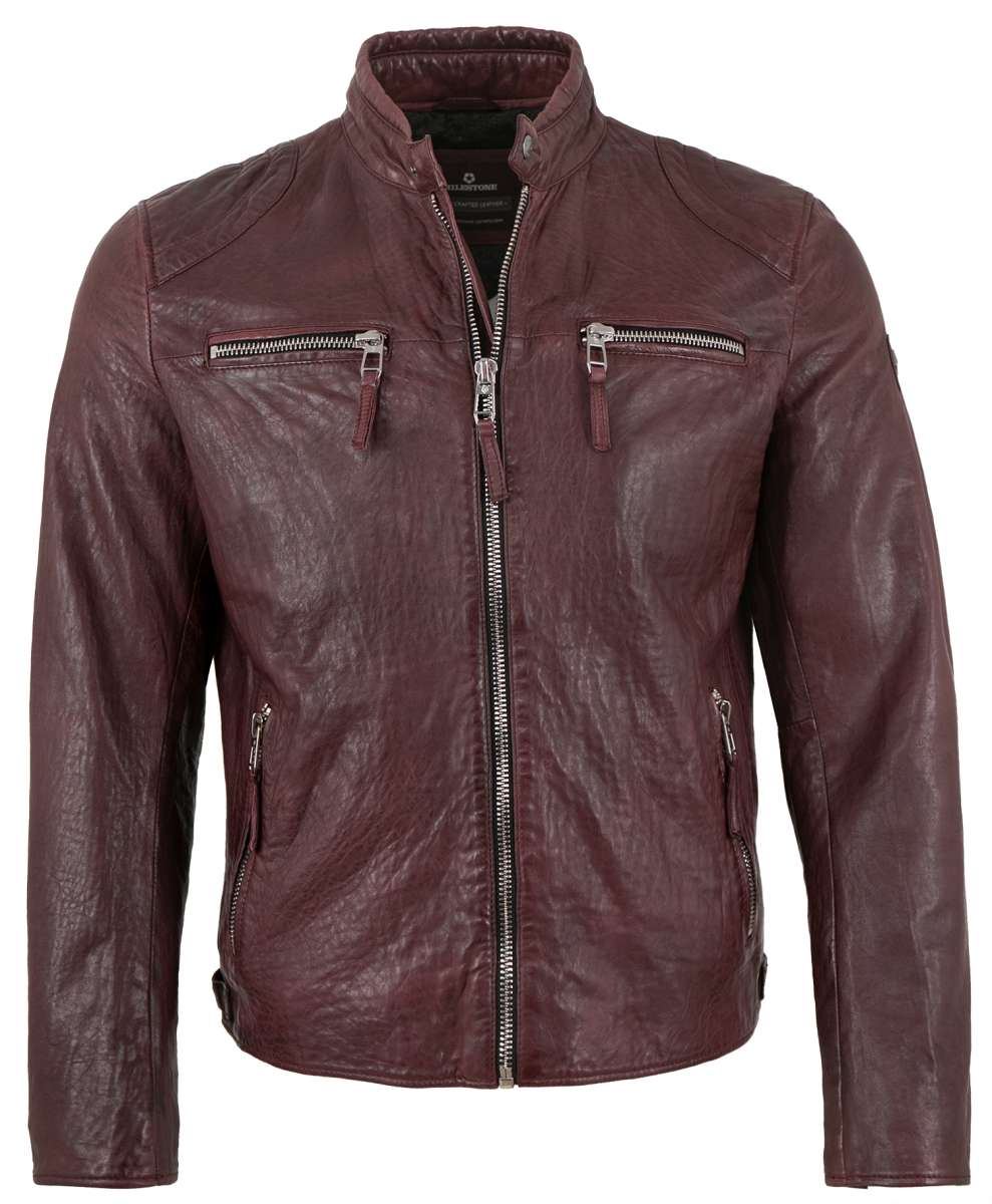 Milestone Herren Lederjacke Lammnappa Bordeaux