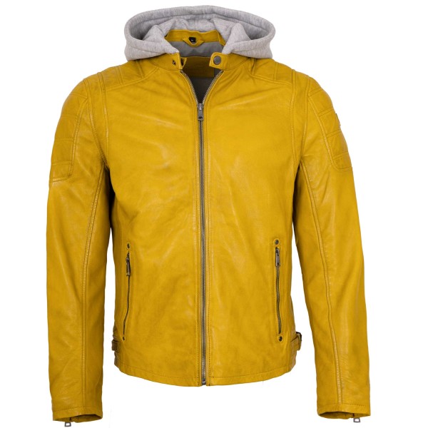 Mauritius - Herren Lederjacke Bikerjacke Lammnappa gelb-14468-2