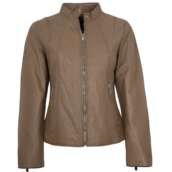 Jilani Collection - Damen Lederjacke Lammnappa stone-14402