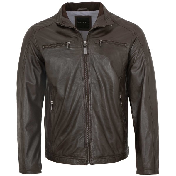 Bugatti - Herren Lederjacke Lammnappa dunkelbraun-14301
