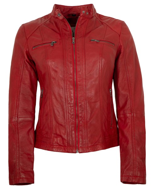 7eleven - Damen Lederjacke Lammnappa rot-14044