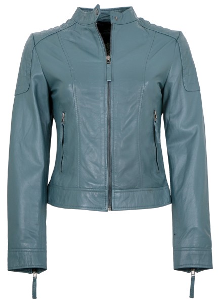 Apple of Eden - Damen Lederjacke Lammnappa blau-13802