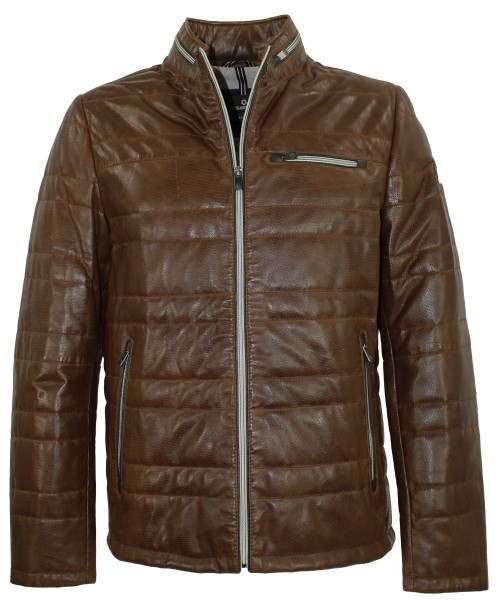 Milestone - Herren Lederjacke Steppjacke Lammnappa mittelbraun-12254