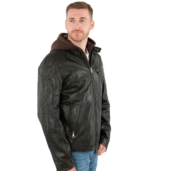 Mauritius - Herren Lederjacke Bikerjacke Lammnappa schwarz vintage-14467