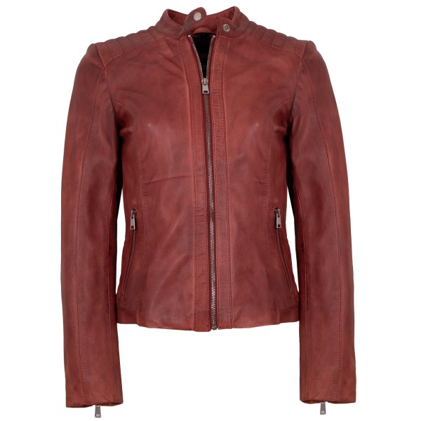 Morena - Damen Lederjacke Lammnappa rot antik14242