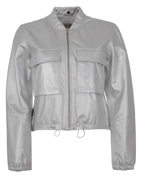 Freaky Nation - Damen Lederjacke Lammnappa silber glänzend-14182