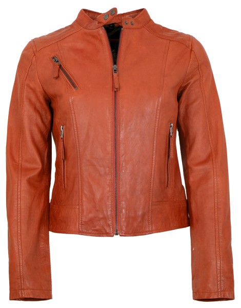 Apple of Eden - Damen Lederjacke Kruzjacke Lammnappa burned orange-13803