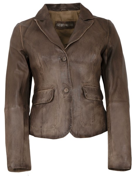 Freaky Nation - Damen Lederjacke Blazer Lammnappa braun/beige-14185