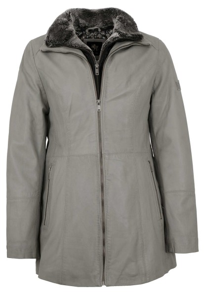 OTTO KERN - Damen Ledermantel Longjacke Lammnappa grau-14153