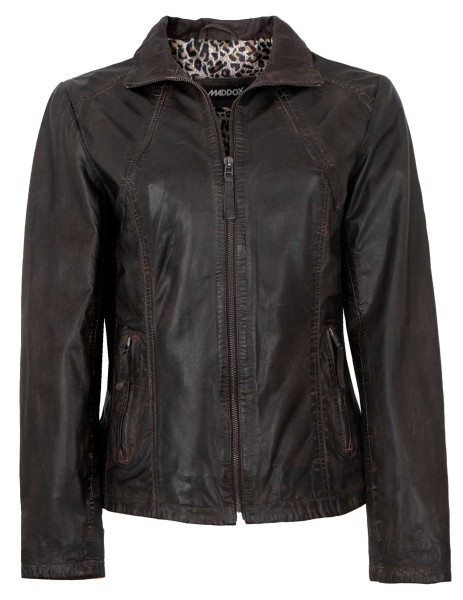 MADDOX - Damen Lederjacke Lammnappa coffee-13916