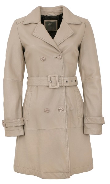 Gipsy by Mauritius - Damen Trenchcoat Ledermantel Lammnappa cream-14145