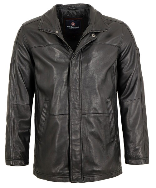 Redpoint - Herren Lederjacke Longjacke Lammnappa schwarz-12667-2