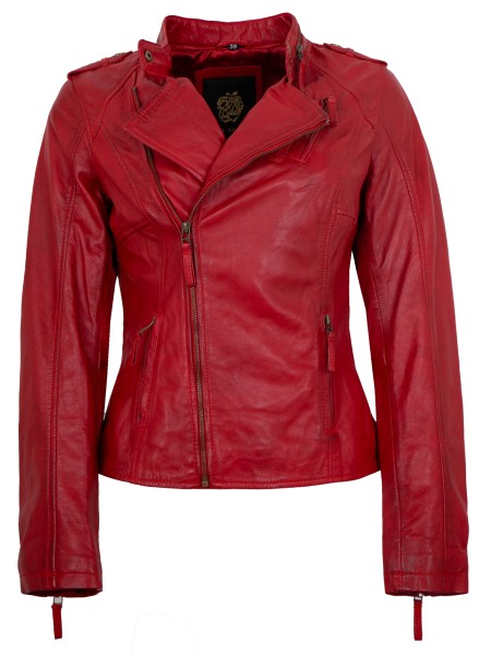 Apple of Eden - Damen Lederjacke Bikerjacke Lammnappa rot-13804