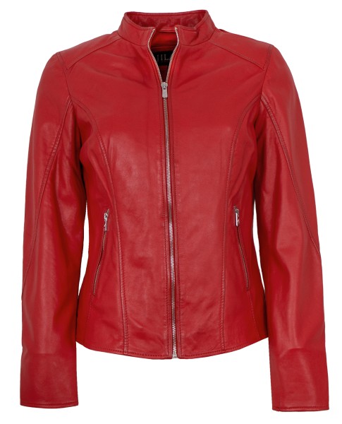 Jilani - Damen Lederjacke Lammnappa salsa rot-14085
