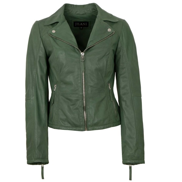 Jilani - Damen Lederjacke Lammnappa salbei helles khakigrün-14220