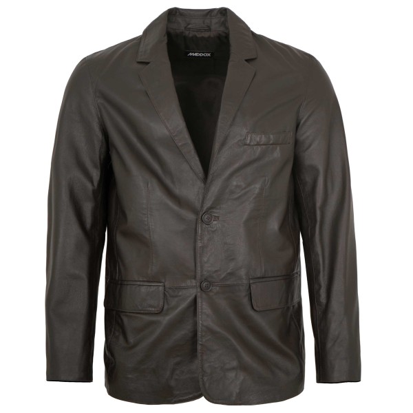 MADDOX - Herren Lederjacke Sakko Lammnappa dunkelbraun-12925