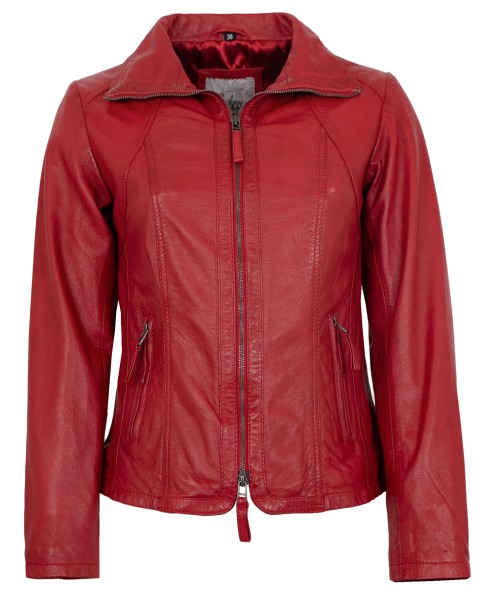 7eleven - Damen Lederjacke Lammnappa rot-13800