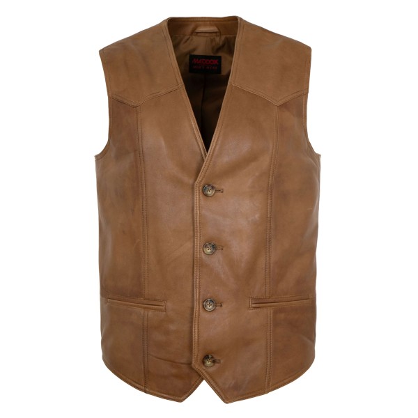 Maddox - Herren Lederweste Lammnappa whisky-14427