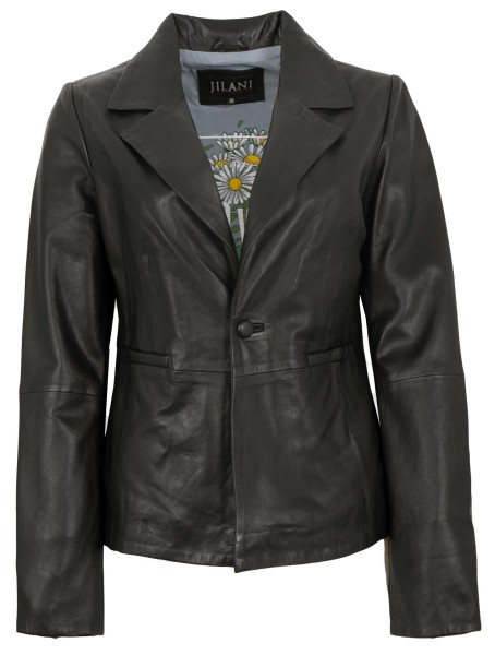 Jilani - Damen Lederjacke Blazer Lammnappa schwarz-13791