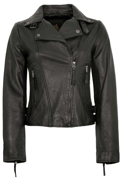 Apple of Eden - Damen Lederjacke Bikerjacke Lammnappa Schwarz-13797