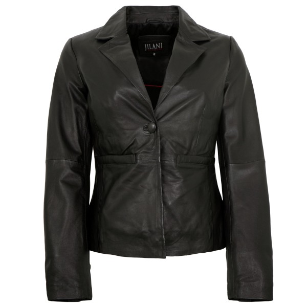 Jilani Collection - Damen Lederjacke Blazer Lammnappa schwarz-14331