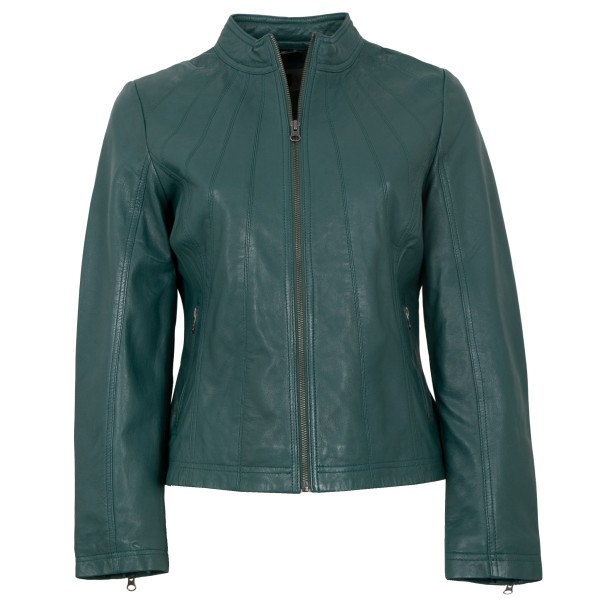 Morena - Damen Lederjacke Lammnappa petrol-14241