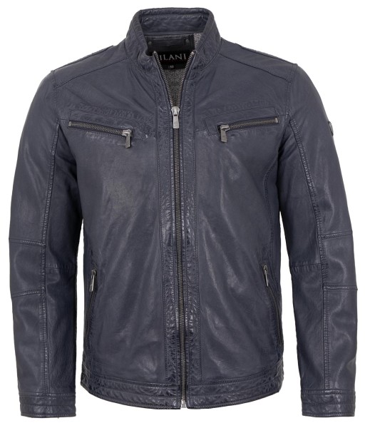 Jilani - Herren Lederjacke Lammnappa navy-13758