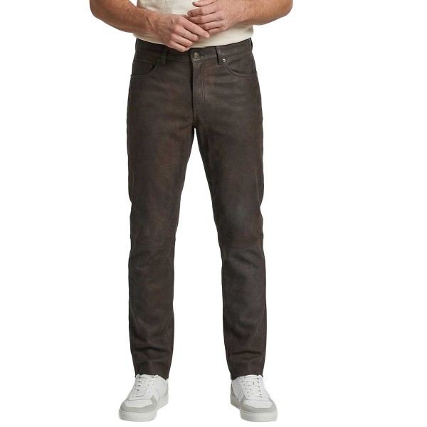 MADDOX - Herren Lederhose Lammnubuk dunkles schoko-14492