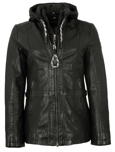 Gipsy by Mauritius - Damen Lederjacke Kapuze Lammnappa schwarz-Copy-13902