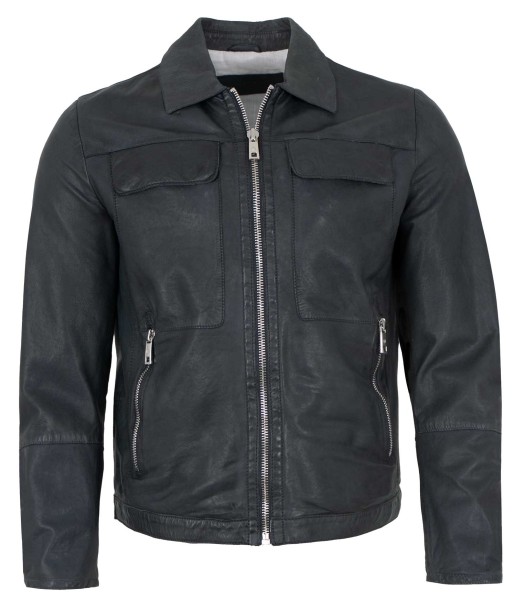 Milestone - Herren Lederjacke Lammnappa nachtblau-14012