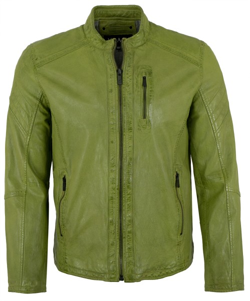 Jilani - Herren Lederjacke Lammnappa grün antik-13395