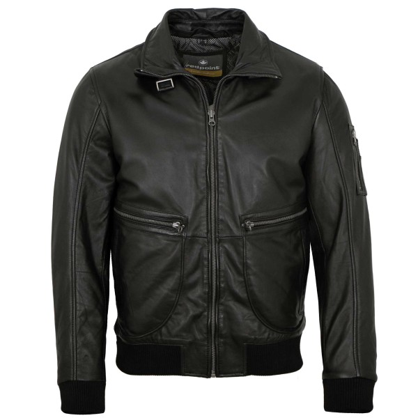 Redpoint - Herren Lederjacke Fellkragen Lammnappa schwarz-14414-2
