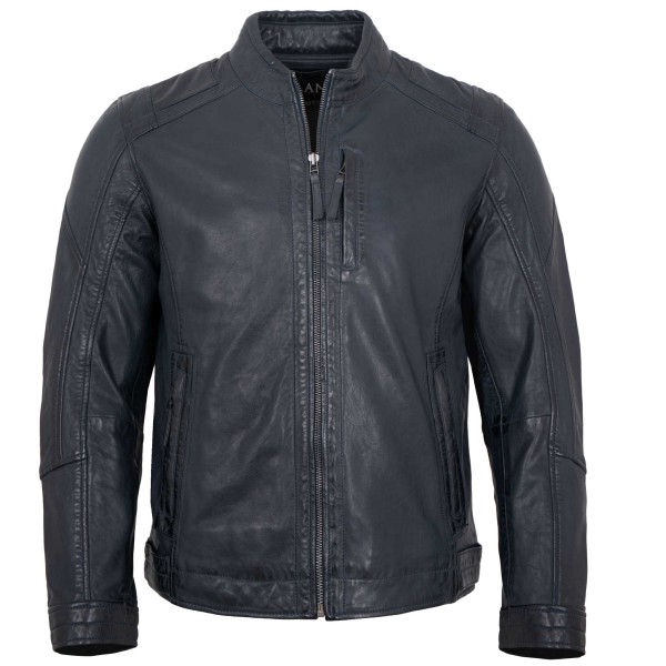 Jilani - Herren Lederjacke Lammnappa navy-14511