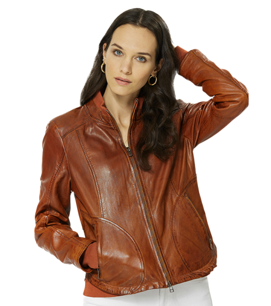 Jilani - Damen Lederjacke Lammnappa burned orange