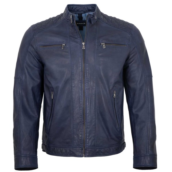MADDOX - Herren Lederjacke Lammnappa dunkelblau-14485