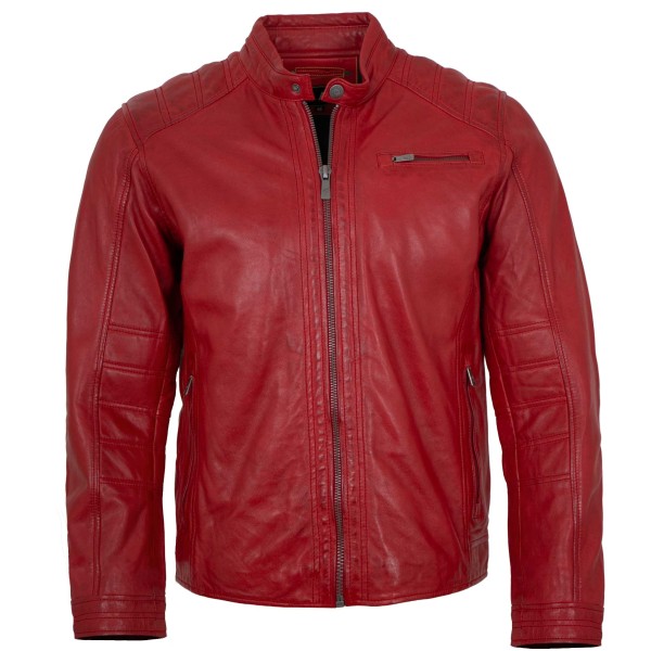 Jilani Collection - Herren Lederjacke Lammnappa rot-14379