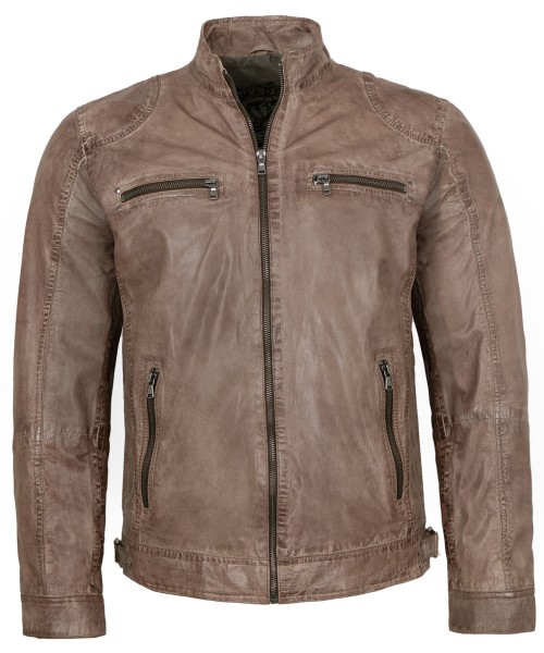 MADDOX - Herren Lederjacke Lammnappa taupe-14126