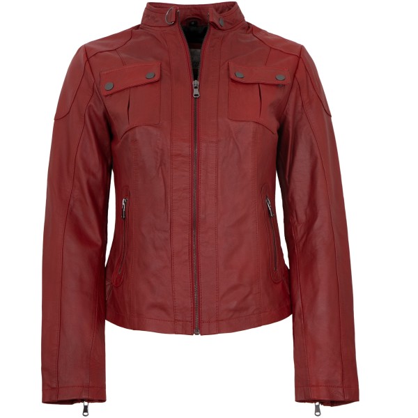 7eleven - Damen Lederjacke Lammnappa rot-14446