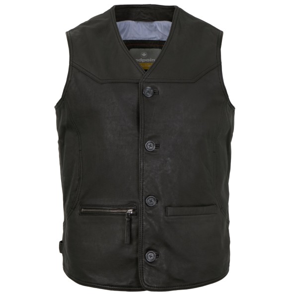 Redpoint - Herren Lederweste Lammnubuk schwarz-9196