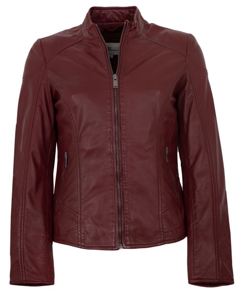 Jilani - Damen Lederjacke Lammnappa dunkelrot-13988