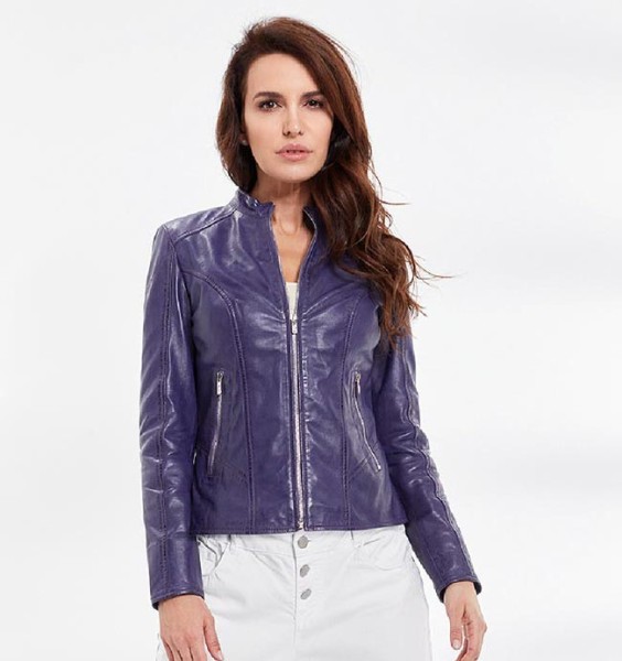 Jilani - Damen Lederjacke Lammnappa lila-13773