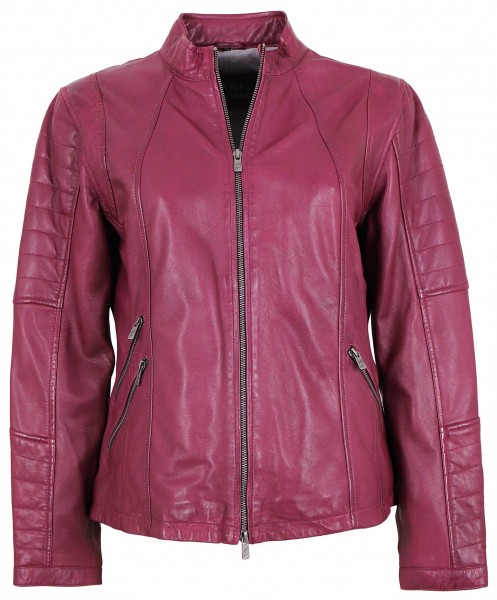 Jilani - Damen Lederjacke Oversize Lammnappa magenta Pflanzlich gegerbt-12953-2