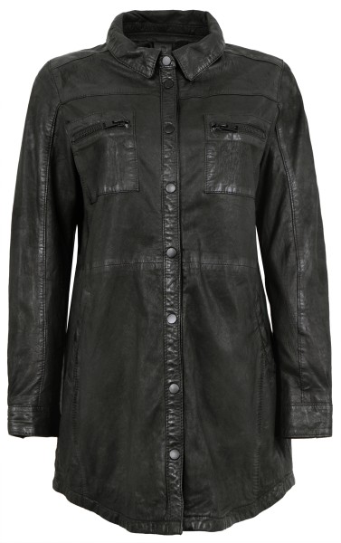 Gipsy - Damen Lederhemd Lammnappa schwarz-13455
