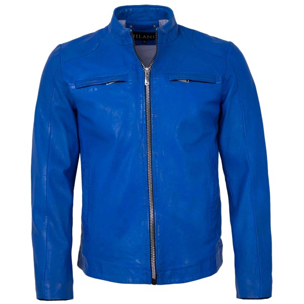 Jilani - Herren Lederjacke Lammnappa blau-14227