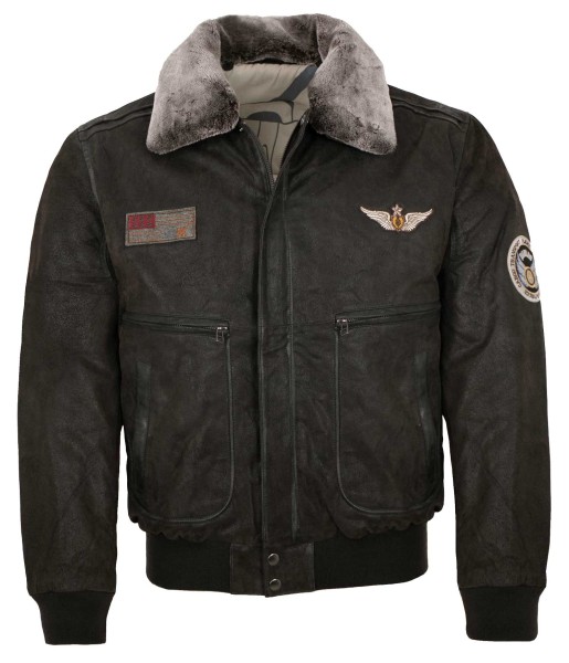 Maddox - Herren Lederjacke Fliegerjacke echtes Leder dunkelbraun-12661