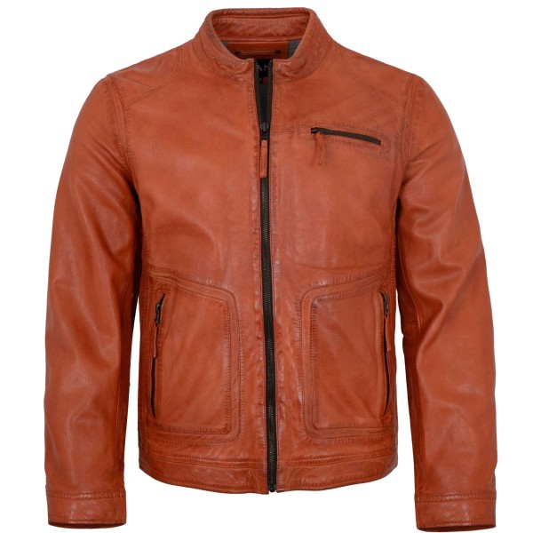 Jilani - Herren Lederjacke Lammnappa orange-14501