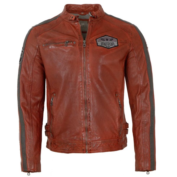 Gipsy by Mauritius - Herren Lederjacke Racingjacke Lammnappa dark red II-14215