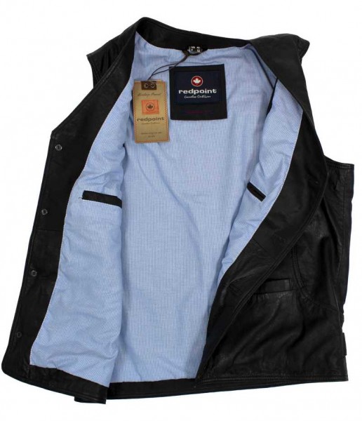 Redpoint - Herren Lederweste Nubukleder schwarz