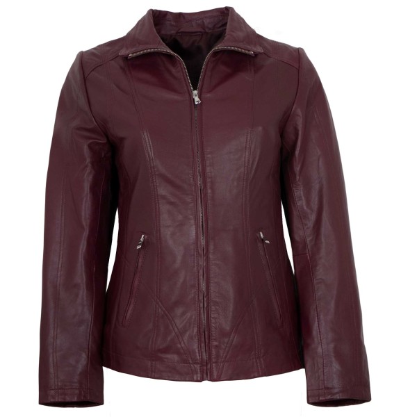 MADDOX - Damen Lederjacke Lammnappa bordo-14382