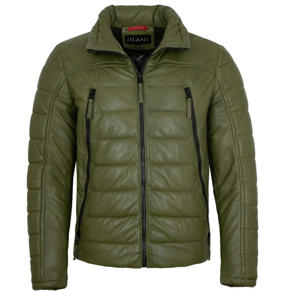 Jilani - Herren Lederjacke Steppjacke Lammnappa grün-14335-1